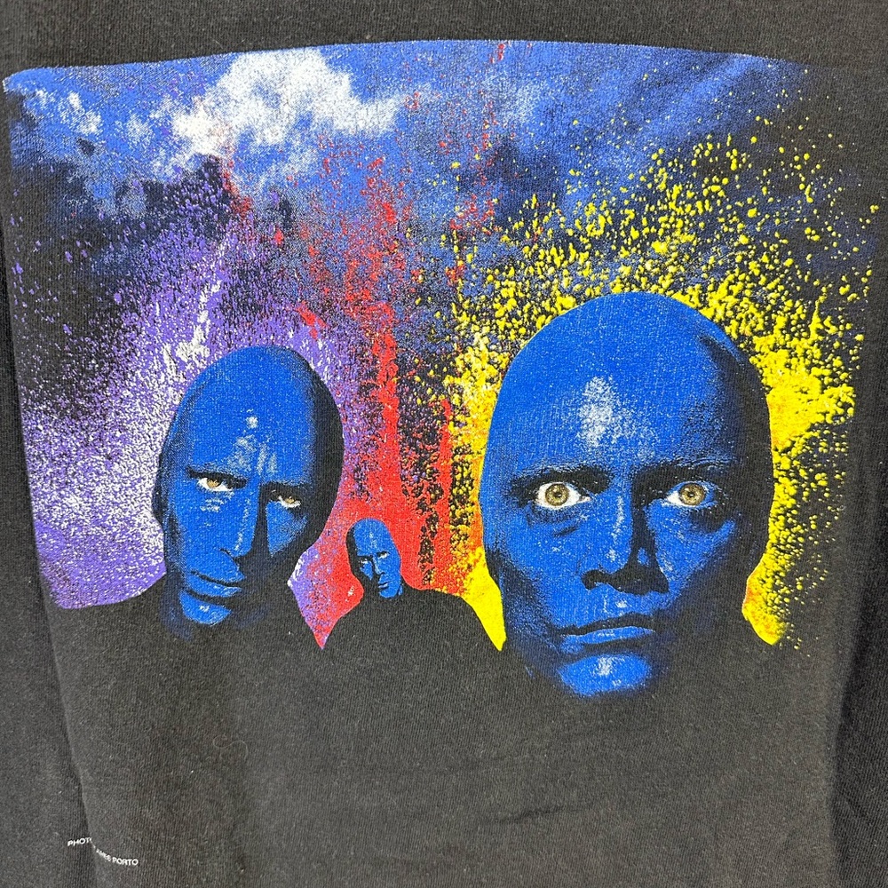 Vintage Blue Man Group T Shirt Medium Black Graphic Print Vegas - Picture 2 of 9